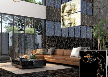 Ấn tượng gạch ốp tường giả đá màu đen sang trọng